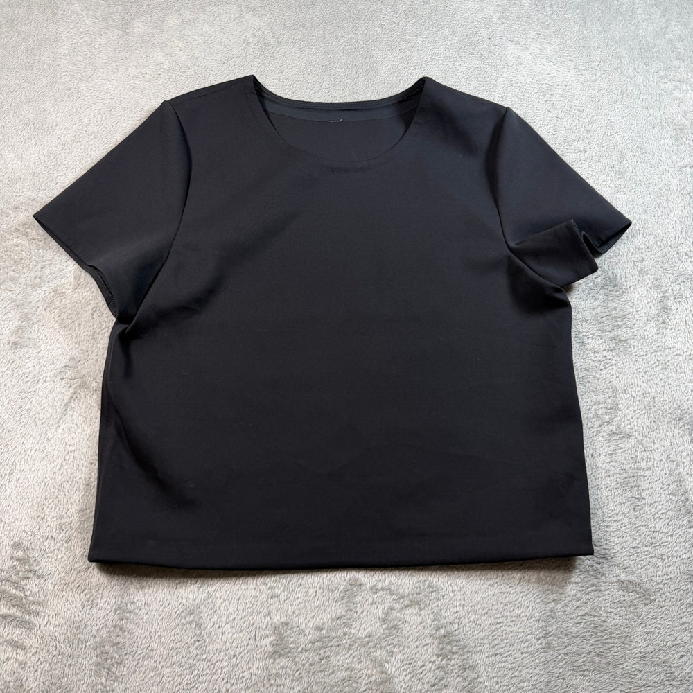 Lululemon Shaped Short Sleeve Crewneck Top Women 8 Black Relaxed Minimalist